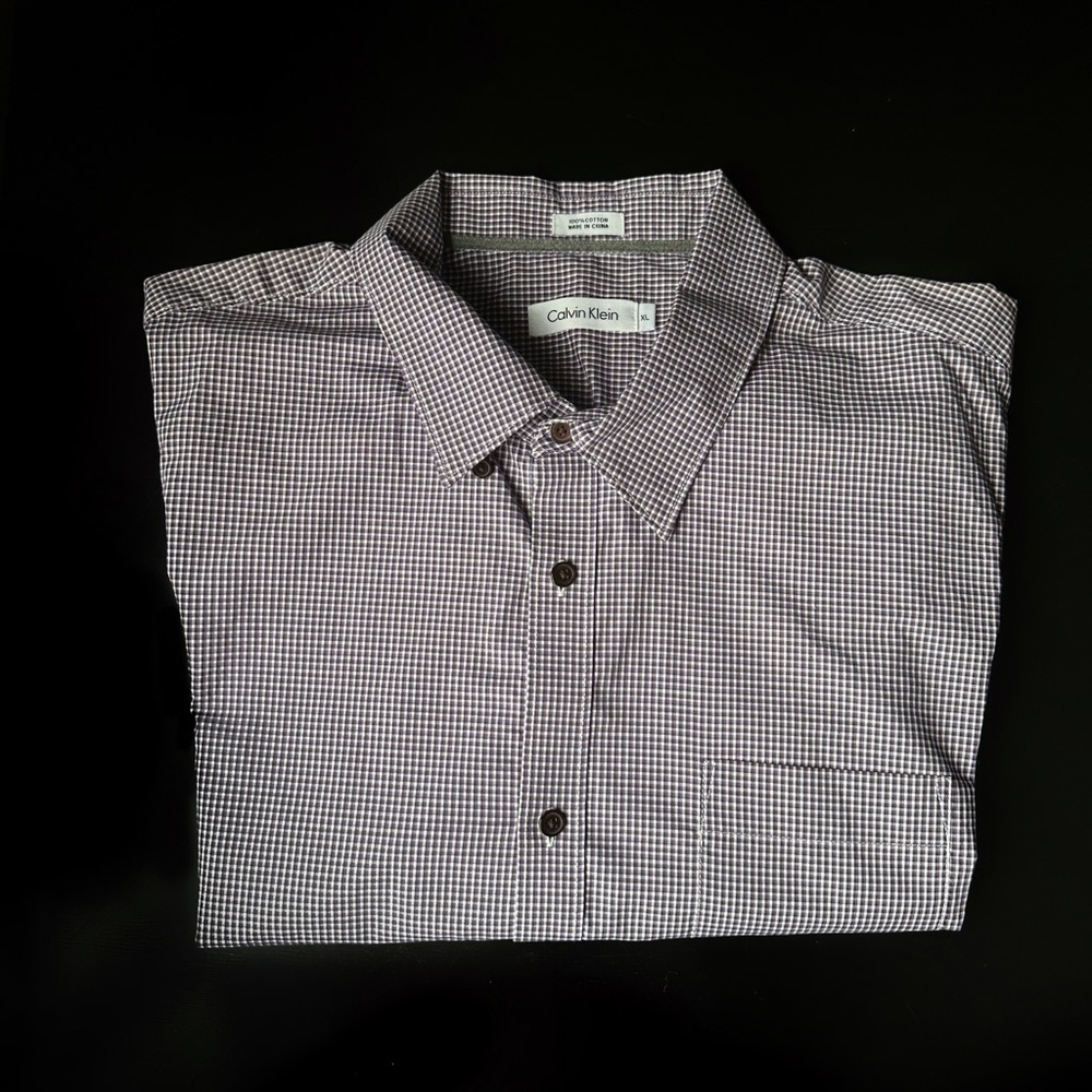 Calvin Klein Button-down Purple White Long Sleeve Shirt Modern Classics